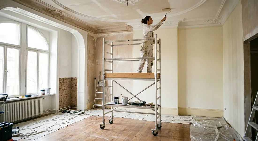 Échafaudage roulant sous plafond haut
