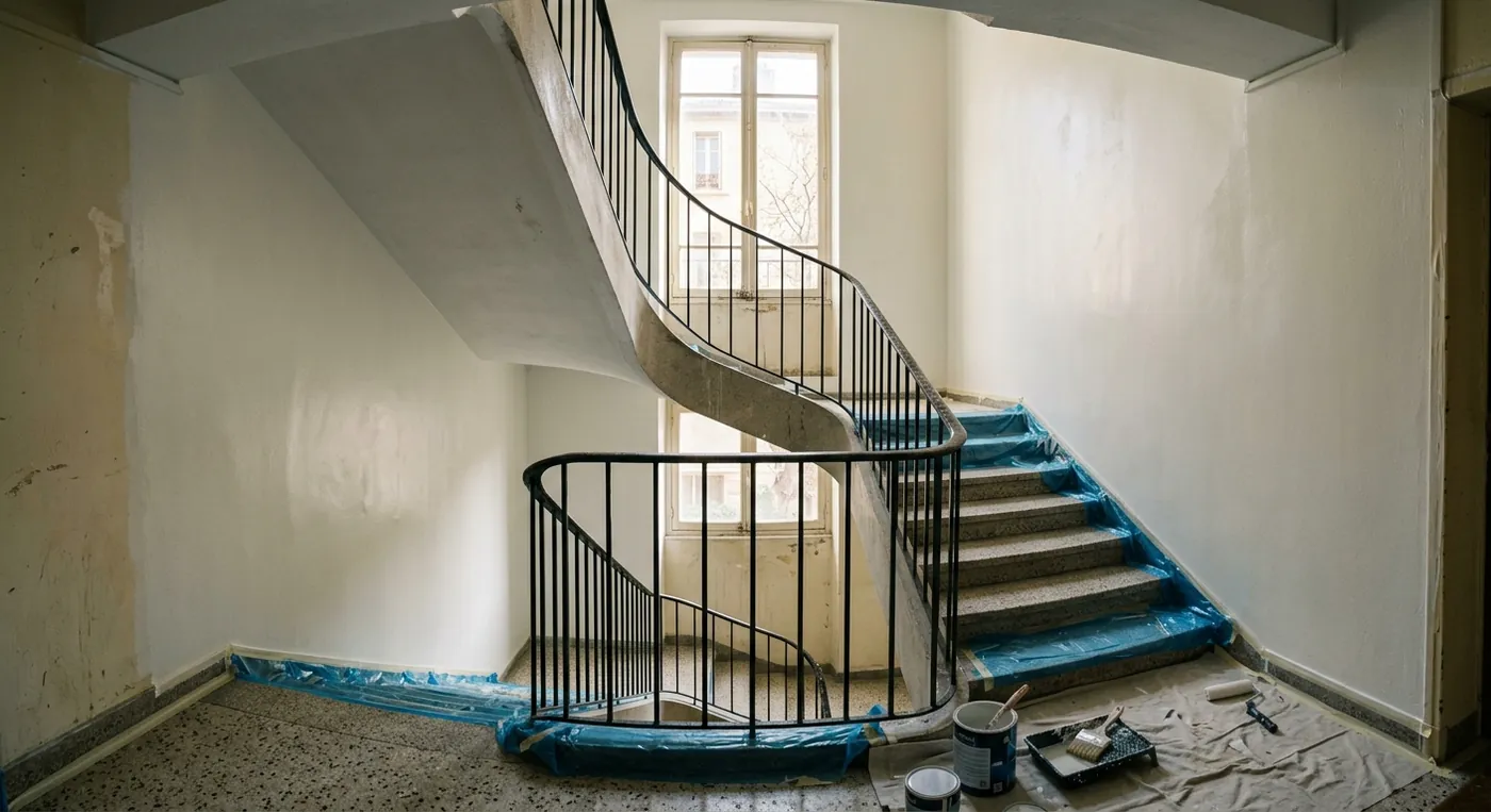 Chantier de peinture dans le 8e arrondissement de Marseille : copropriétés et parties communes