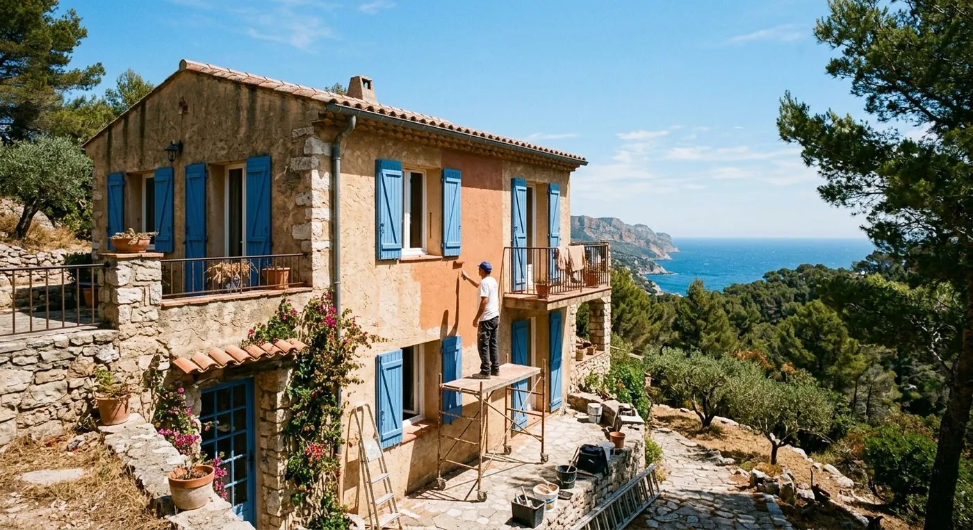 Chantier de peinture à Cassis : façades et extérieurs